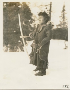 Image of Nascopie Indian [Innu] boy with bow and arrow